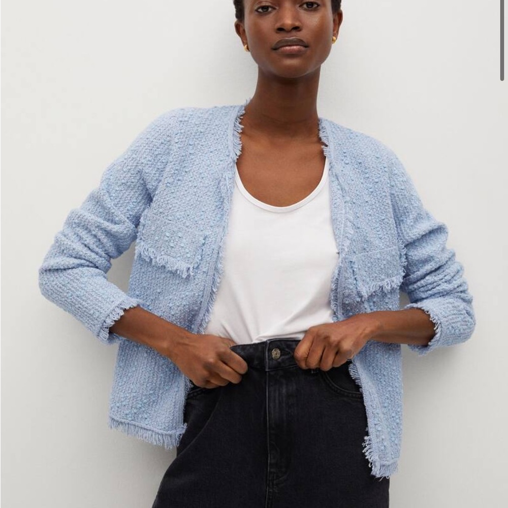 Mango Cotton Tweed Cardigan